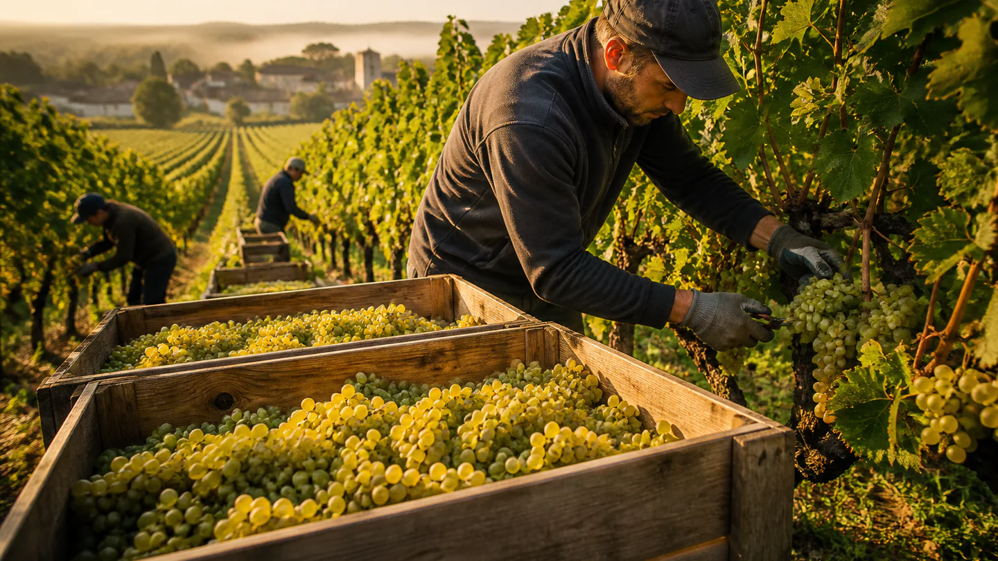 Vendanges manuelles dans les vignes de Champagne