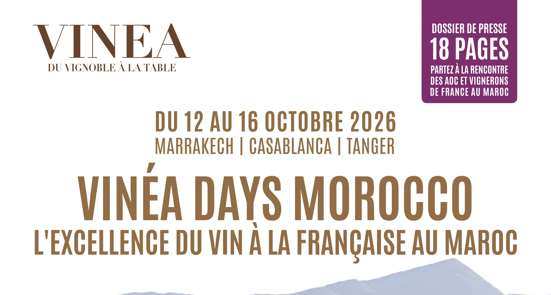 Haut de la une du dossier de presse Vinéa Days Morocco 2026