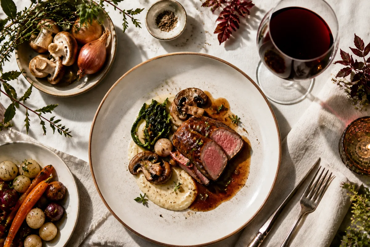 Accords mets et vins : viande, légumes et vin rouge