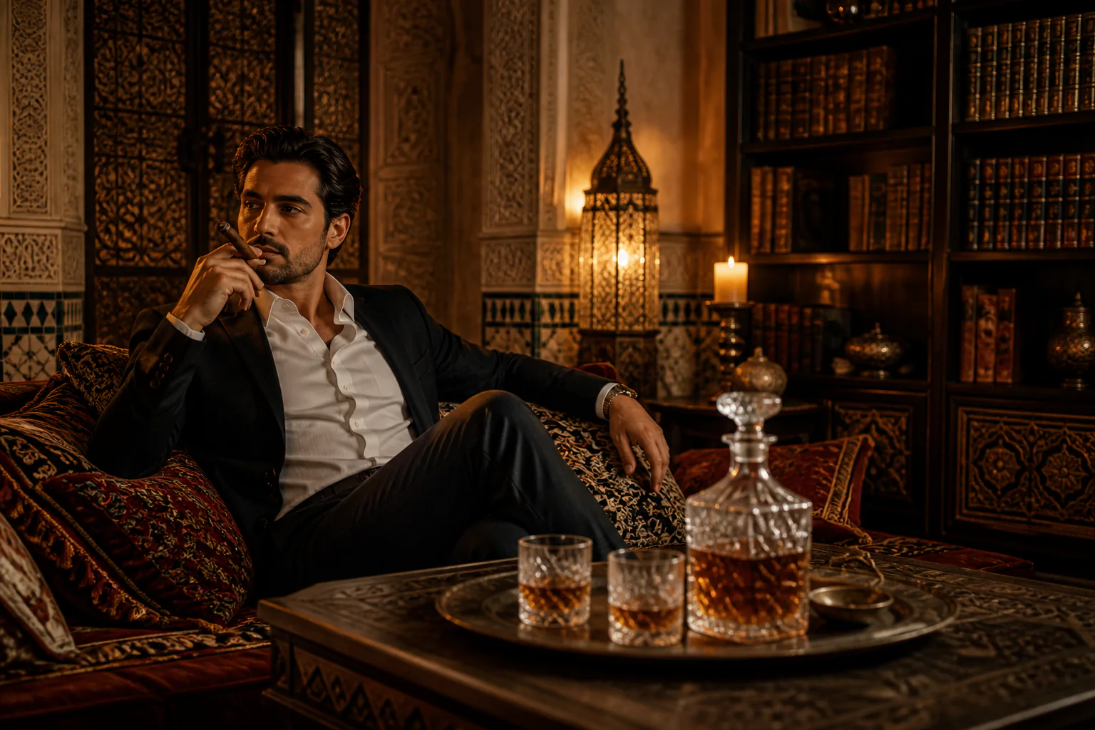 Digestifs dans l'intimit&eacute; d'un salon marocain