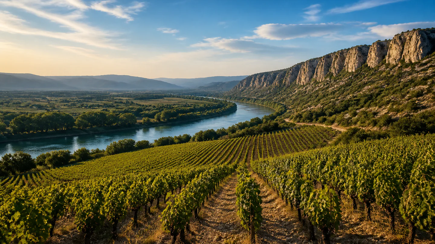 Vins AOC C&ocirc;tes du Rh&ocirc;ne entre fleuve et garrigues