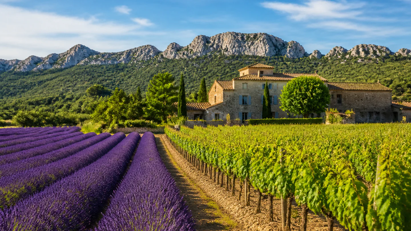 Vins ros&eacute;s AOC de Provence sous le soleil m&eacute;diterran&eacute;en